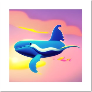 flying whale Posters and Art